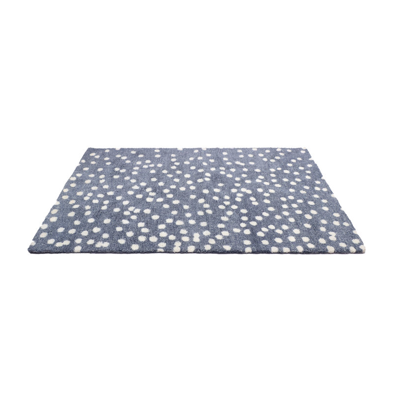 Confetti Polka Dots Area Rug in Denim Blue/White, Runner 2'6" x 7'