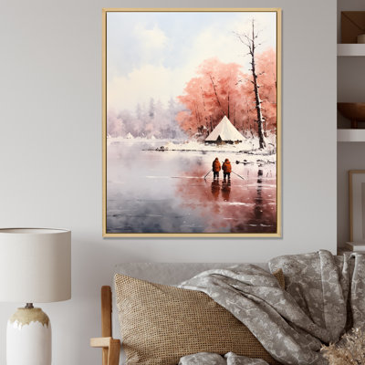 «Winter Camping By The Lake 2 - Camping Travel», art mural