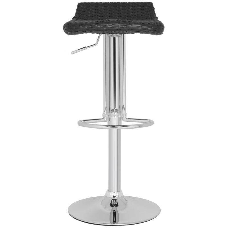 Adalgira Swivel Wicker Adjustable Height Counter Stool with Steel Frame, Wicker Black