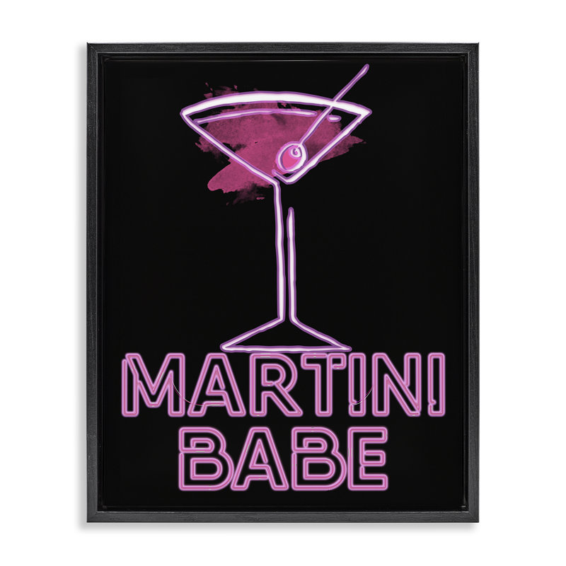 Cadre flottant noir Martini Babe, design par Sundance Group, LLC, Cadre flottant noir de jais, H 21 po x l 17 po