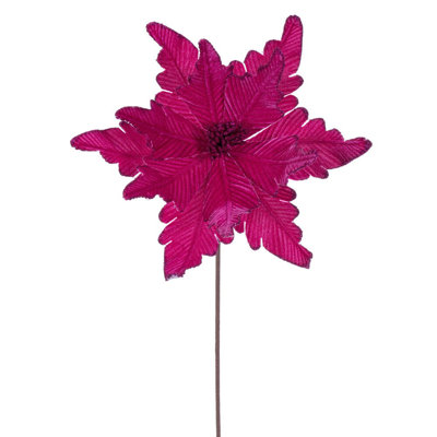 Tige de poinsettia en velours de luxe 13 po x 20 po Il comprend trois pièces par sac.