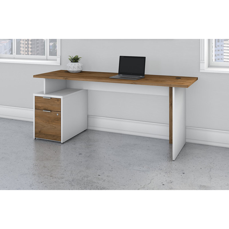 Bureau Jamestown, H 29,65 po x l 71,02 po x P 23,66 po, Noyer frais / blanc