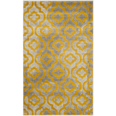 Fatlina Oriental Light Grey/Yellow Area Rug