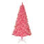 6' 5" H Pink Realistic Artificial Spruce Flocked/Frosted Christmas Tree with 300 Incandescent Steady/Constant Lights