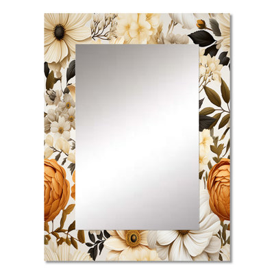 Rustic Floral Warmth Brilliance - Floral Mirror, Floral Decorative Wall Mirror, Printed Metal Art