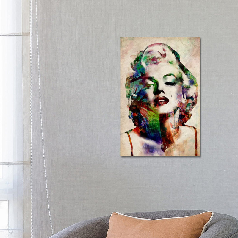 Watercolour Marilyn Monroe by Michael Tompsett - Print on Canvas, No Frame, 66.04 cm H x 45.72 cm W x 1.91 cm D