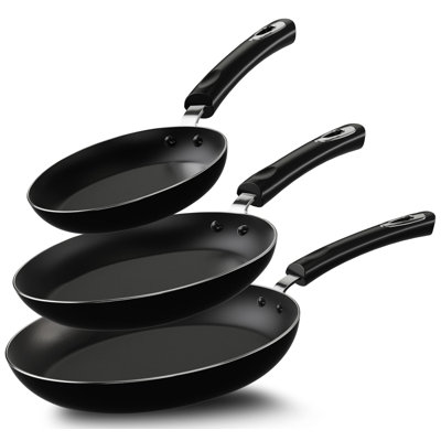 Utopia Kitchen Nonstick Cookware 3 Piece Set, Nonstick Frying Pans with Induction Bottom, 8, 9.5 & 11 Inches Frying Pans with Bakelite Handles, PFOA Free, Grey & Black, Pack of 4