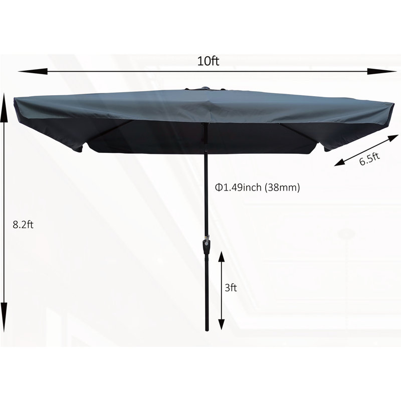 Parasol d'extérieur imperméable 10 x 6,5 pi, Gris