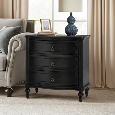 Elfine 28'' W Traditional Curves End Table with Charging Station and Solid Wood Legs and Metal Knob