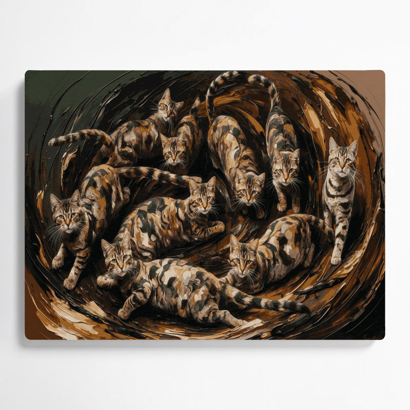 Art mural en métal chats brun Sokoke, H 132 po x l 168 po x P 0,05 po