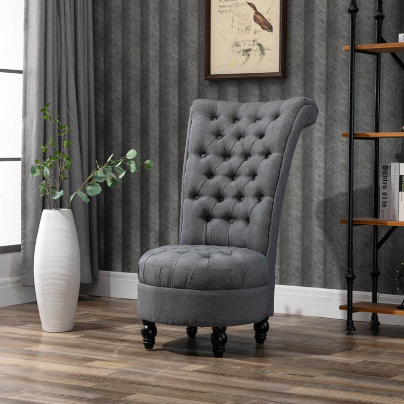 Chaise d'appoint en polyester touffeté de 25,5 po Danail, Polyester gris