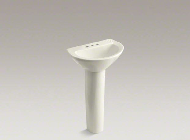 Parigi® Ceramic 20" Pedestal Bathroom Sink, Biscuit, 4" Centers