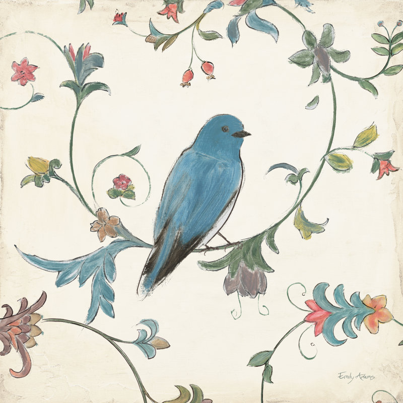 " Birds Gem I " by Emily Adams Painting Print, 30" H x 30" W x 1.25" D