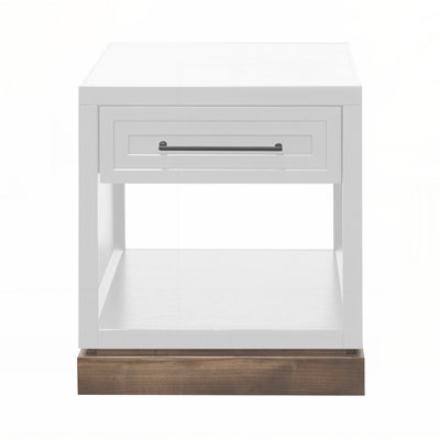 Nora End Table, No Assembly Required, Durable Poplar Solids and Okoume Veneers with Stylish Black Hardware