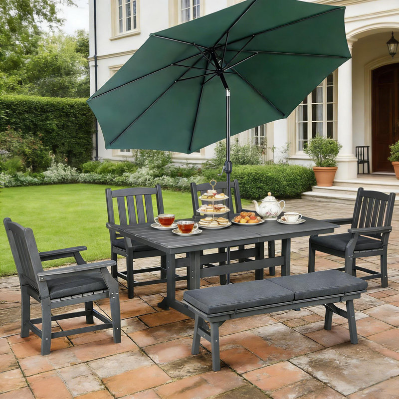 Outdoor Table and Chairs Furniture Set,6 Pieces Garden Dining Set,Patio Conversation Furniture Set(Not Included Umbrella)