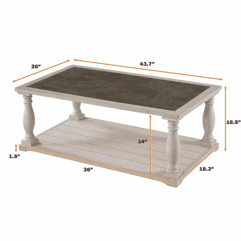 Table basse Farmhouse, Brun et blanc
