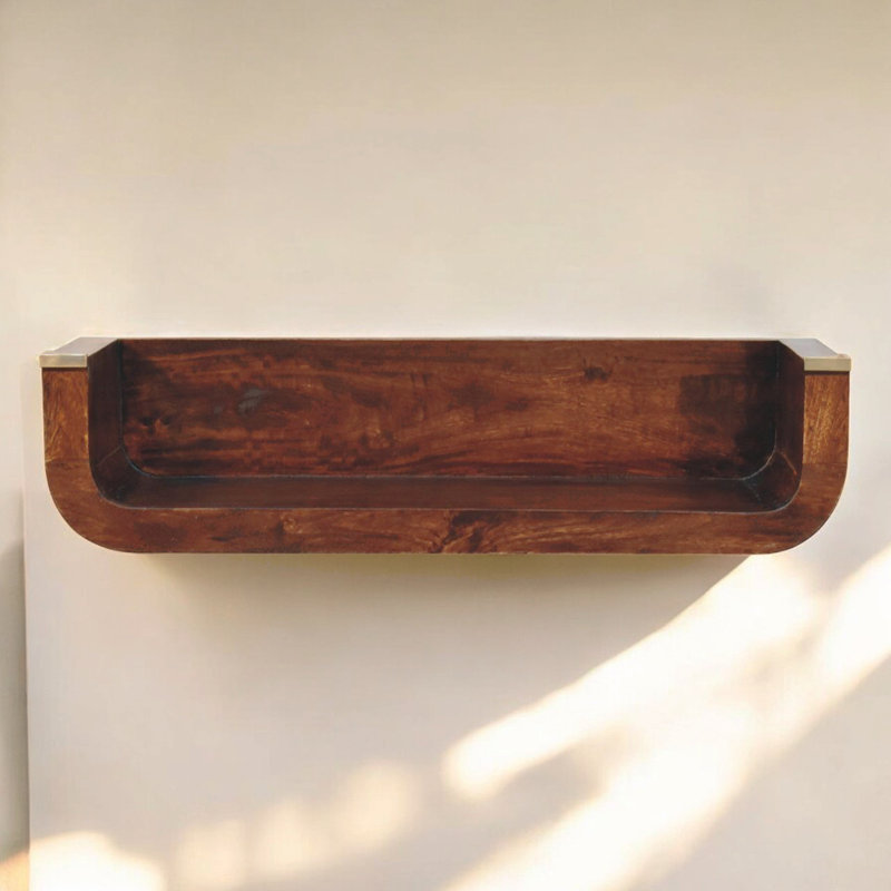 Solid Wood Indira California Walnut Floating Console Table