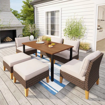All Weather Wicker/Rattan 6 - Person Seating Group with Cushions