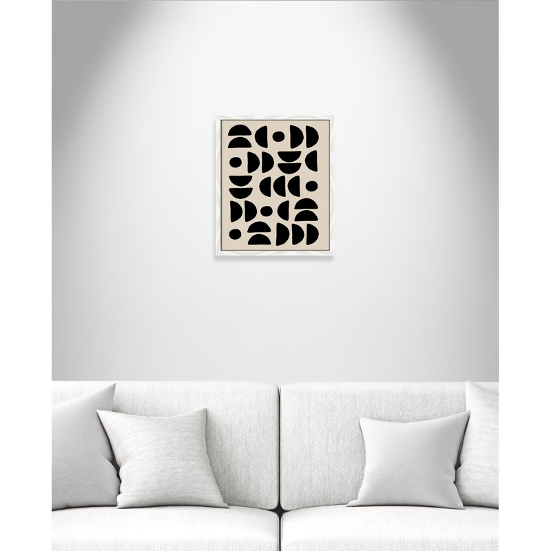 Motif géométrique semi-circulaire de Ristova, 16'' W x 19'' H, White Woodgrain, Framed Print