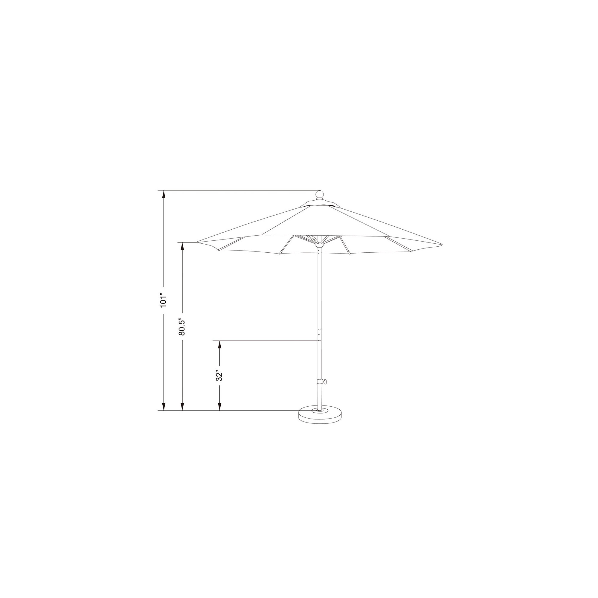 Roverta 9' Market Sunbrella® Umbrella, Canvas Air Blue Sunbrella® Canvas, Black