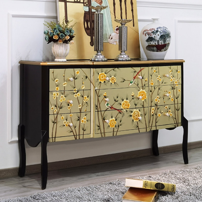 Hand-Painted 9-Drawer Storage Cabinet