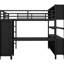 Lit mezzanine en métal avec rangement et tablettes, noir, armoire pleine grandeur pour bureau pour adolescents, adultes-529188801