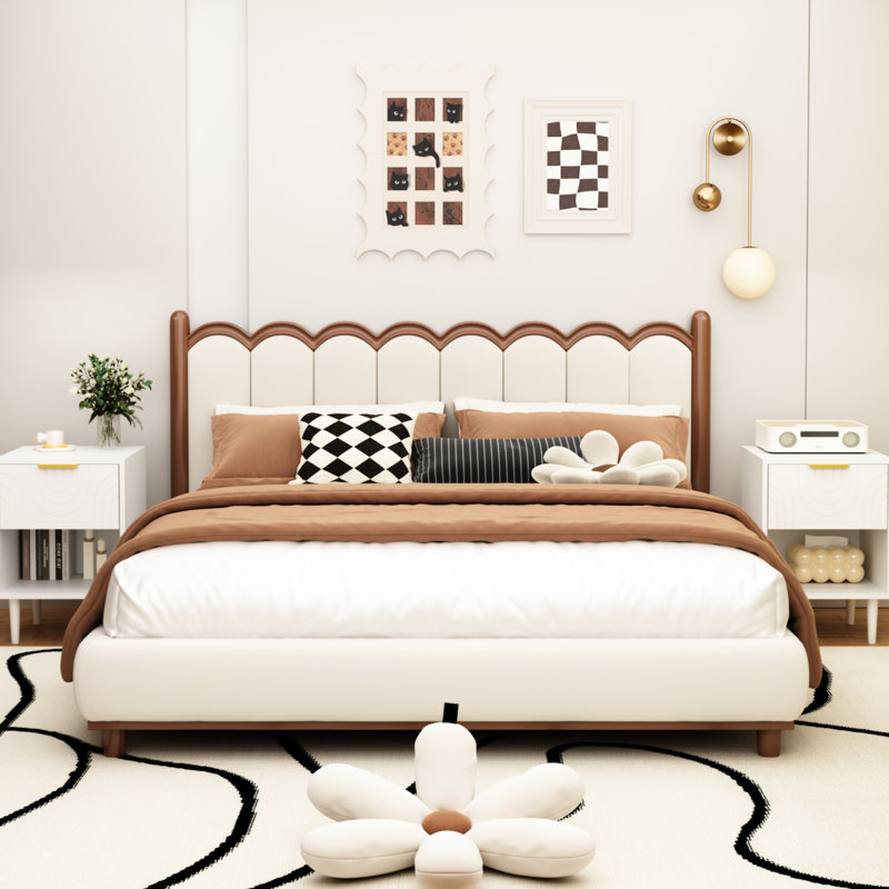 22.92'' H White Modern Nightstand With One Drawer And Open Shelving, Gold - Trimmed Knob, Bedroom Decor Element, Legs 22.92