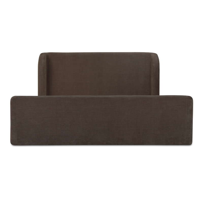 SOPHIA Upholstered Wingback Storage Bed, Dark Brown, King