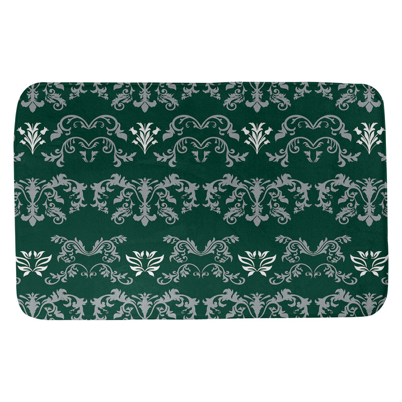 Tapis pour salle de bain New York Football Baroque, l 21 po x L 34 po, Gris / vert forêt / blanc