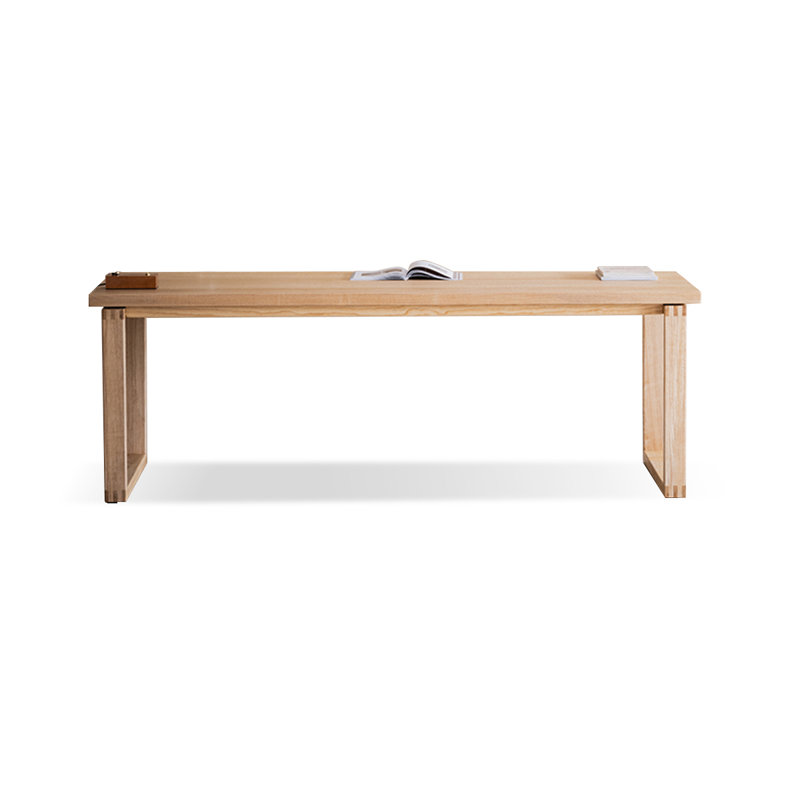 Burlywood Rectangular Solid Wood Dining Table, 29.53"H x 86.61"L x 33.46"W