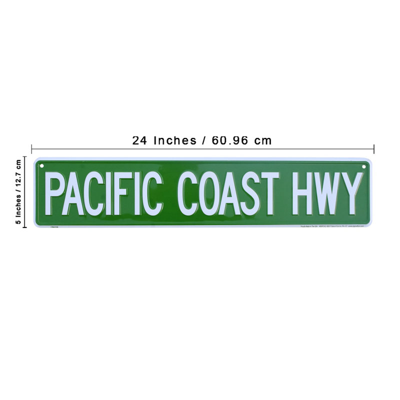 PCH Pacific Coast Highway Cali Tin Metal Street Sign CA Bar Man Cave Wall Decor