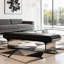 Banc de bout de lit 55,25 po en acier inoxydable noir et argent à usage domestique-1282354012