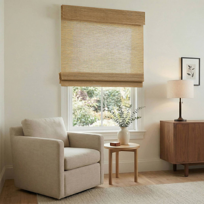Rideau romain sans cordon Nordic 55% papier, 40% jute, 5% polyester, 31 x 64 po
