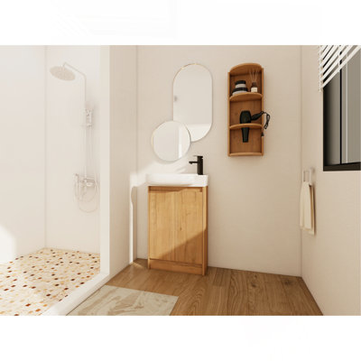 Meuble-lavabo autoportant de 23 po avec lavabo et support de rangement, portes à fermeture douce