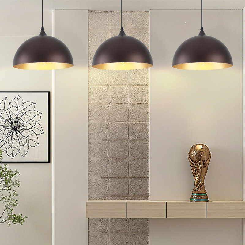 3 - Light 11.81'' Dome Pendant for Kitchen Island Modern Pendant Lighting Fixtures , Brown