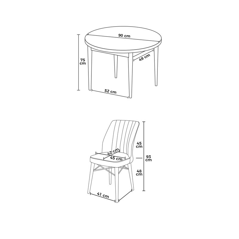Ensemble de table et chaises de salle à manger moderne 5 pièces, blanc et rouge tuile | Table de salle à manger: 35,4 po x 29,5 po x 35,4 po | Panneau de particules 100% mélaminé, pieds en bois, structure de chaise en métal, sièges en mousse confortables, design élégant et fonctionnel
