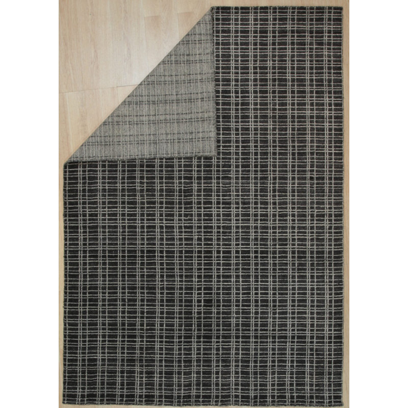 8x10 Brown Hand-Knotted Wool Viscose Gridwork Geometric Modern Contemporary Carpet Rug