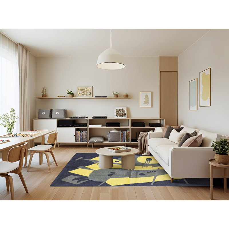 Abstract Indoor Rug, Rectangle 7' x 9'