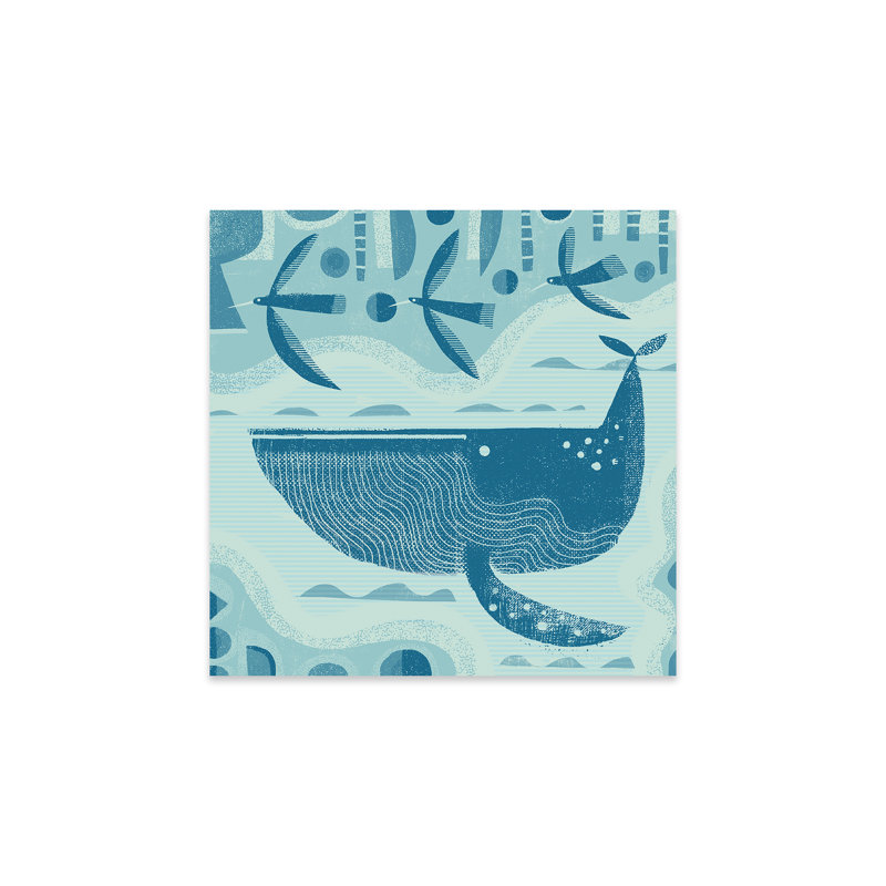 Baleine et oiseaux sur verre par Gareth Lucas