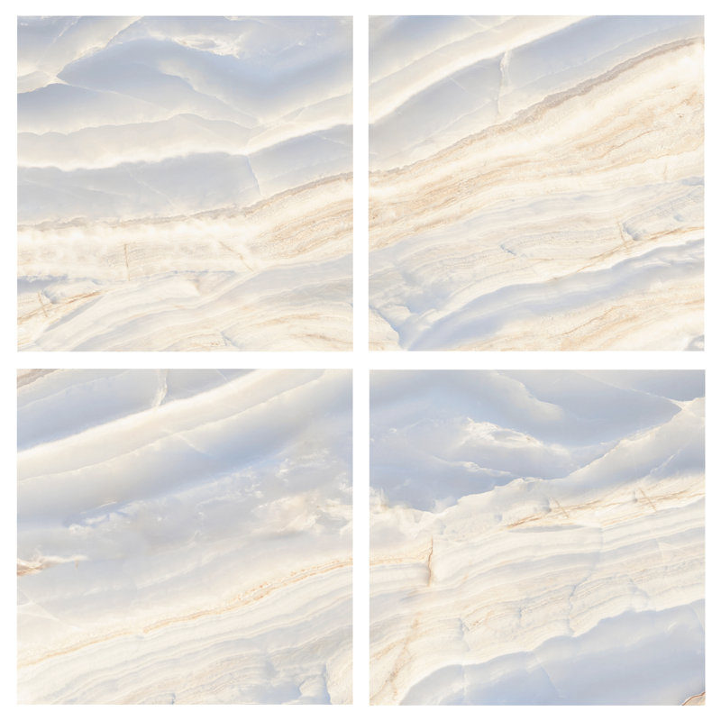 Selene Onyx 24" x 24" Porcelain Marble Look Wall & Floor Tile, Blue/Biege