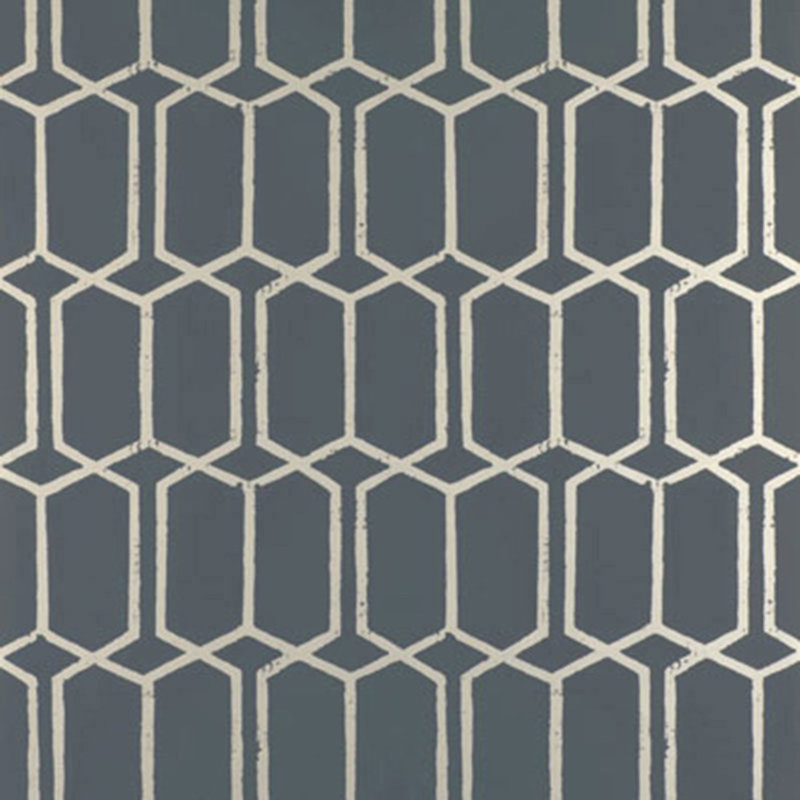 Modern Trellis Wallpaper, Charcoal Metallic