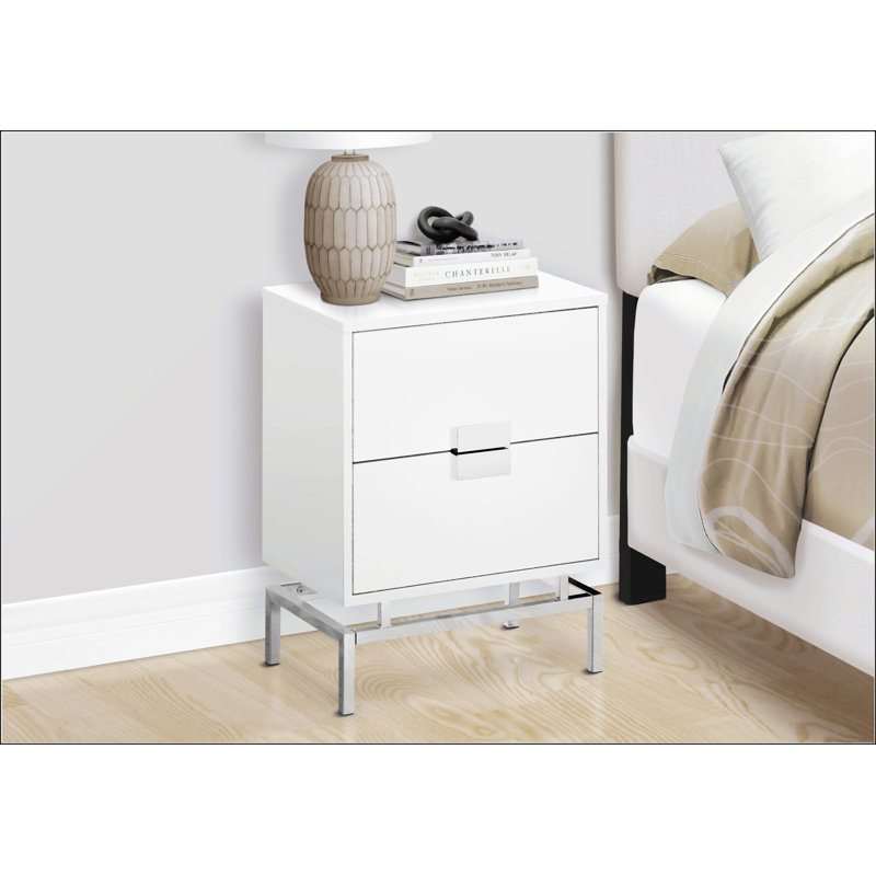 Table d'appoint avec structure en métal chromé, Blanc