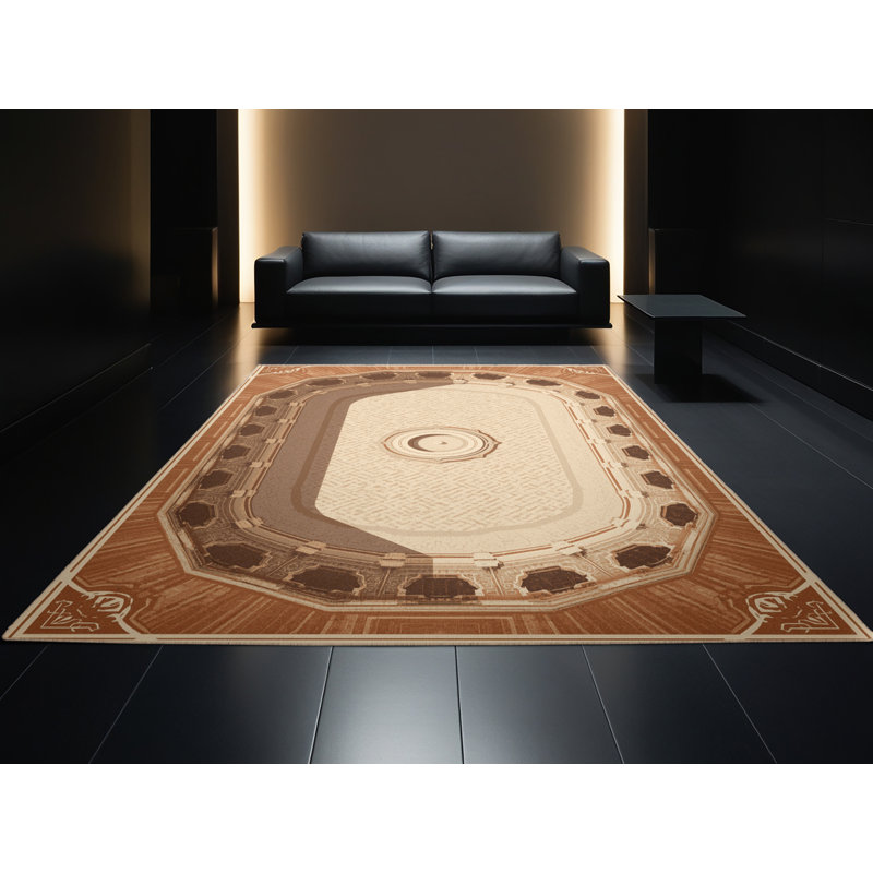 Tapis lavable à la machine à motif rétro de couleur mauve Paitlyn Lima Plaza, 5 x 7