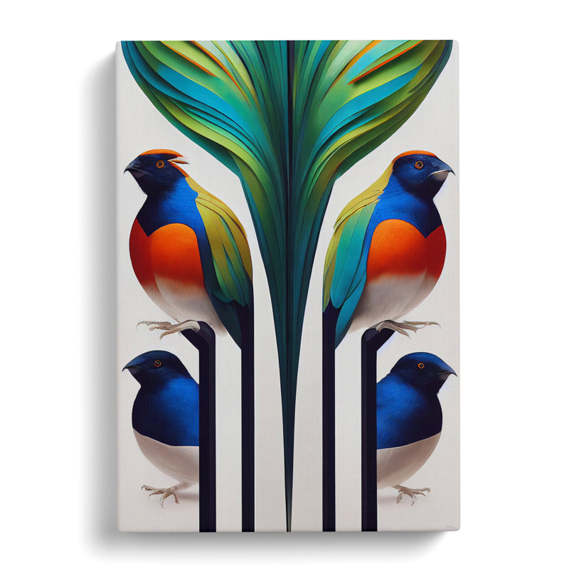Four Birds - Wrapped Canvas Print, 60cm H x 40cm W x 3cm D
