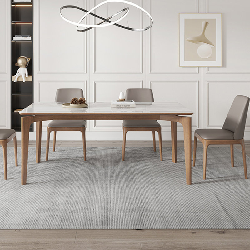 Contemporary Ash Dining Table Set, 29.52"H x 70.86"L x 35.43"W
