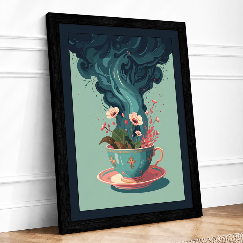 Teacup Garden Botanical - Print, Black, A3 - 42.0 x 29.7 cm