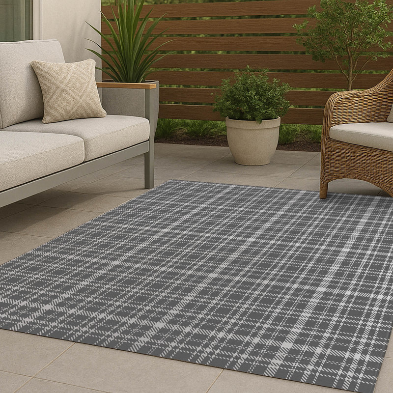 Rocky Tartan Non-Slip Outdoor Rug, Rectangle 8' x 10'