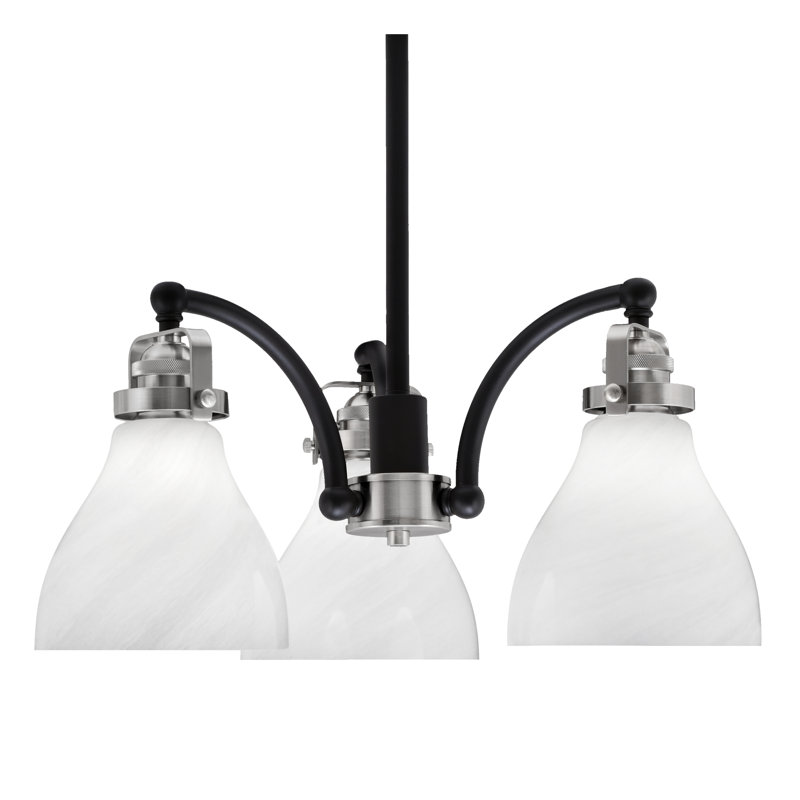 Lustre 3 lumières Easton avec verre marbré 6,25 po Easton, Noir mat/nickel brossé