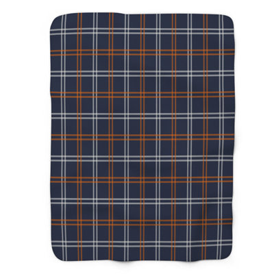 Orange Navy Pattern - 1 Piece Premium Sherpa Blanket