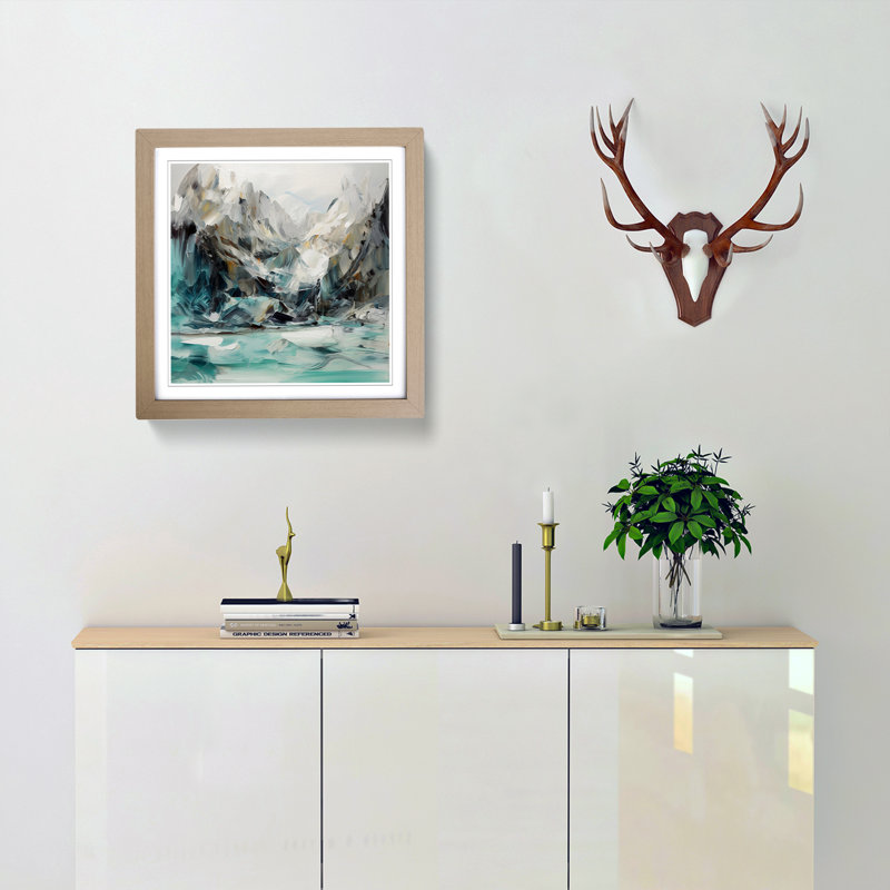 Glacier Gestural Art No.3 - Framed Print, Oak